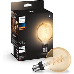 Philips Hue White Filament, Lampadina LED Smart a Filamento, Attacco E27, Luce Bianca Calda, Dimmerabile