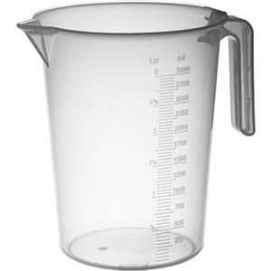 PIAZZA - Caraffa Graduata Professionale in Plastica con Manico Aperto, Capacità 3L, Brocca per Acqua e Liquidi Alimentari - Misurino Graduato per Pesare Alimenti con Bilancia da Cucina, Made in Italy