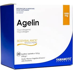 YAMAMOTO RESEARCH Agelin 20 Bustine, Integratore Alimentare con Collagene Idrolizzato BODYBALANCE, Favorisce il Benessere di Ossa e Articolazioni, Gusto Fragolina di Bosco