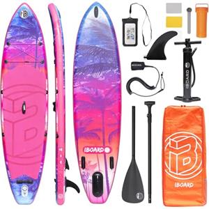 iBOARD Tavole gonfiabili per stand up paddle 11 ′ × 33 × 6 ″ con accessori spessi e eccellenti per tavola da SUP, ampia e stabile ad alto carico gonfiabile per giovani e adulti