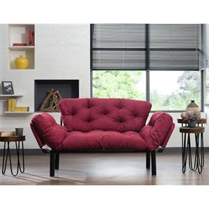 Dmora Divano 2 posti Zeeusis, Sofà trasformabile, Divanetto per Ospiti, Poltrona Letto, 155x70 h85 cm, Rosso
