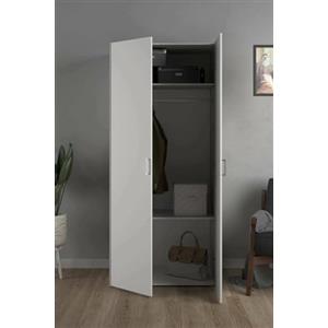 Dmora - Guardaroba 2 ante Sylvie, Mobile camera da letto, Cabina armadio portabiti, Armadio appendiabiti, 78x50 h175 cm, Bianco