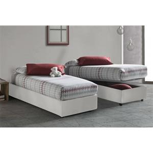 Talamo Italia - Letto singolo Serena, Letto contenitore con rivestimento in ecopelle, 100% Made in Italy, Apertura frontale, adatto per materasso Cm 90x190, Bianco