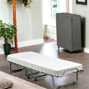 Talamo Italia Letto Pieghevole Vania, Brandina con Rete, Materasso, Lettino salvaspazio, 100% Made in Italy, 80x190h39 cm, Cover Protettiva Inclusa, Bianco, 190 cm (15 doghe)