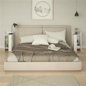 Dmora - Comodino Libra, Comò basso, Tavolino da notte, Mensola da letto, 25x27h60 cm, Bianco