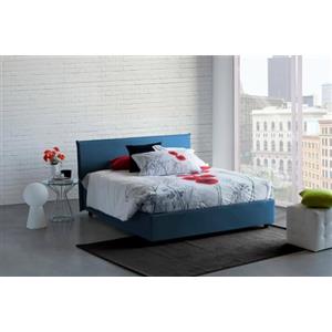 Talamo Italia Letto contenitore Matrimoniale Anna, Made in Italy, Letto con rivestimento in tessuto, Apertura frontale, adatto per materasso cm 160x190, Blu
