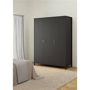 Dmora - Guardaroba 3 ante Justina, Mobile camera da letto, Cabina armadio portabiti, Armadio appendiabiti, 150x58 h199 cm, Nero
