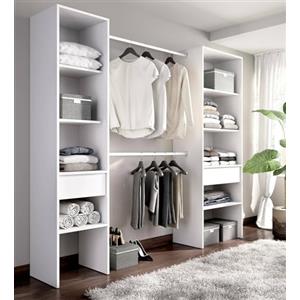 Dmora - Guardaroba grande Blossberg, Mobile camera da letto, Cabina armadio portabiti, Armadio appendiabiti aperto, 160x50 h185 cm, Bianco