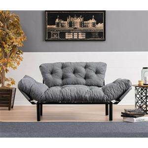 Dmora Divano 2 posti Zeeusis, Sofà trasformabile, Divanetto per Ospiti, Poltrona Letto, 155x70 h85 cm, Grigio