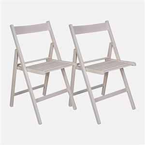 Dmora Set di 2 Sedie Pieghevoli Moderne in Legno, per Balcone o Giardino, 42x48h79, Seduta h cm 47, Colore Bianco