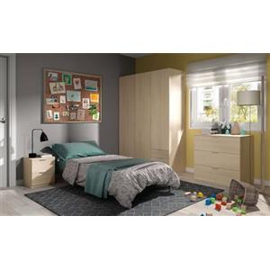 Dmora - Guardaroba 3 ante Warren, Armadio per camera da letto 3 cassetti, Mobile con 3 ripiani e barra appendiabiti, 121x52h180 cm, Rovere