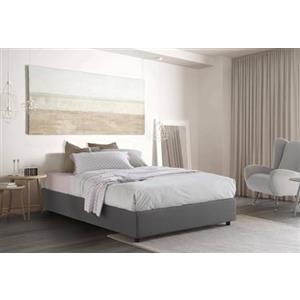 Talamo Italia - Letto alla francese Adele, Letto contenitore in tessuto, Apertura frontale, Materasso Cm 140x190 incluso, 100% Made in Italy, Bianco