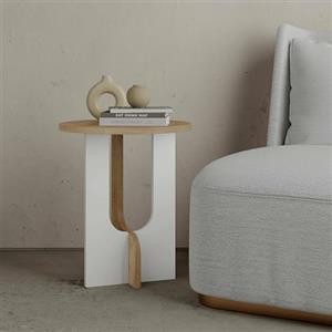 Dmora - Tavolino da salotto Nysa, Tavolo basso da caffè, Portariviste per divano, Ripiano da soggiorno, 40x40h47 cm, Rovere e Bianco