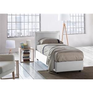 Talamo Italia - Letto singolo Zusanne, Letto contenitore con rivestimento in tessuto, 100% Made in Italy, Apertura frontale, adatto per materasso Cm 90x190, Bianco