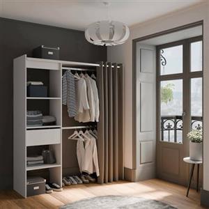 Dmora - Guardaroba grande Doubs, Mobile camera da letto, Cabina armadio portabiti, Armadio appendiabiti, 167x50 h192 cm, Bianco opaco