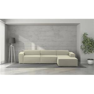 Talamo Italia - Divano fisso con penisola Raffaella, Divano componibile 4 posti con penisola destra, Sofà in tessuto, 100% Made in Italy, Cm 340x170h70, Beige
