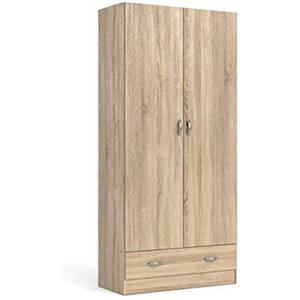 Dmora - Guardaroba 2 ante Audette, Mobile camera da letto, Cabina armadio portabiti, Armadio appendiabiti, 79x36 h170 cm, Quercia
