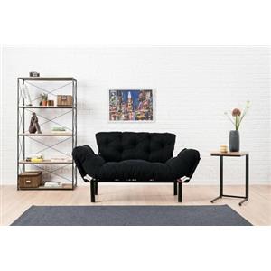 Dmora Divano 2 posti Zeeusis, Sofà trasformabile, Divanetto per Ospiti, Poltrona Letto, 155x70 h85 cm, Nero