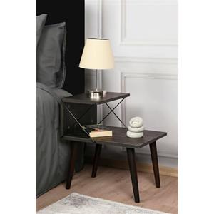Dmora - Comodino Astraea, Comò basso, Tavolino da notte, Mensola da letto, 50x40h55 cm, Grigio Cenere