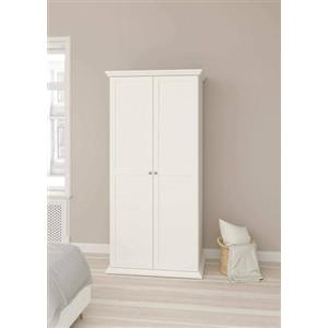 Dmora - Guardaroba 2 Ante Daphne, Mobile Camera da Letto, Cabina Armadio portabiti, Armadio Appendiabiti, 96x63 h200 cm, Bianco