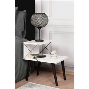 Dmora - Comodino Astraea, Comò basso, Tavolino da notte, Mensola da letto, 50x40h55 cm, Bianco