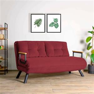 Dmora Divano 2 posti Merak, Sofà trasformabile, Divanetto per Ospiti, Poltrona Letto, 133x78 h78 cm, Rosso, Matrimoniale