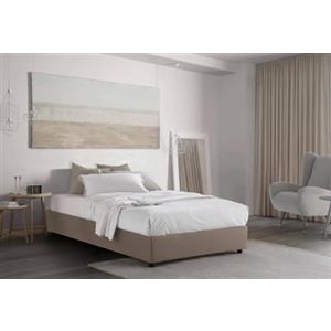 Talamo Italia - Letto piazza e mezza Gaia, Letto contenitore con rivestimento in tessuto, 100% Made in Italy, Apertura laterale, con materasso Cm 120x190 incluso, Beige