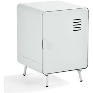 MEUBLE COSY Comodino Camera da Letto Tavolino da Letto con Ante e Ripiani per Soggiorno, Ufficio, Industriale, Metallo, Bianco, 40x40x57cm