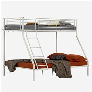 MEUBLE COSY Letto a Castello 3 Posti Letti per Camerette Adulti e Bambini 90 e 140 x 190 cm con Rete a Doghe di Ferro in Metallo, Bianco