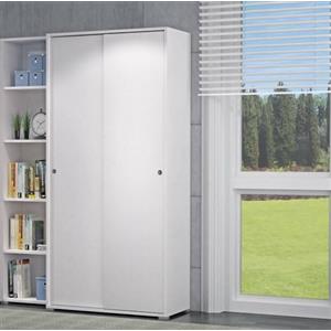 Dmora Guardaroba a 2 Ante scorrevoli e 4 Ripiani, 100% Made in Italy, Armadio Moderno da Camera da Letto, cm 90x45h195, Colore Bianco