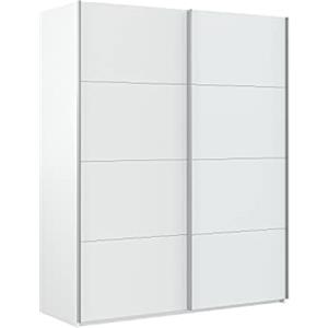 Talamo Italia Dmora - Guardaroba 2 ante Ponce, Armadio per camera da letto, Mobile con barra appendiabiti e 2 ripiani, 150x60h200 cm, Bianco lucido