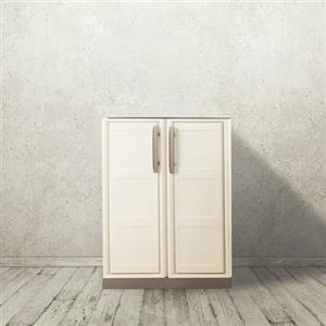 Dmora - Armadio da esterno Courtrai, Armadio balcone multiuso, Mobile da esterno a 2 ante, 100% Made in Italy, Beige e Marrone, 70x39h86 cm, Finitura quadri