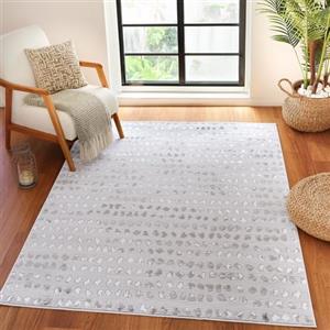 Livabliss Nador Tappeto Salotto Moderno Astratto Tappeto Soggiorno, Camera da Letto, Pranzo Moderni Tappeti Effetto Marmo, Morbido e Pelo Corto, Ampio 120x170 cm, Beige, Avorio e Argento