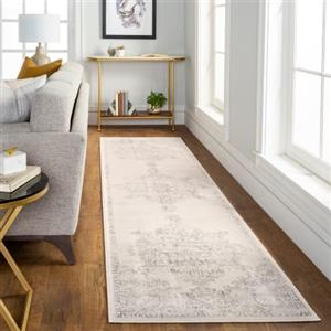 Livabliss Surya Livabliss Roma Tappeto Vintage Tappeto per Soggiorno, Corridoio, Cucina Tappeti Salotto Classico, Orientale, leggera Manutenzione Pelo Corto, Grande, 80x150 cm Bianco Opaco e Grigio