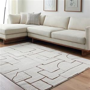 Livabliss Trogir Tappeto Salotto Moderno Astratto Tappeto Soggiorno, Camera da Letto, Pranzo Moderni Tappeti Effetto Marmo, Morbido e Pelo Corto, Ampio 160x213 cm, Avorio e Marrone