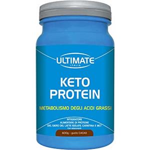 ULTIMATE ITALIA Keto Protein - Proteine Del Siero Del Latte, Carnitina, MCT - Gusto Cacao - 600g - Ultimate Italia