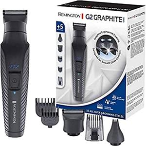 Remington Rasoio Elettrico Multiuso G2 - Rifinitore Viso, Taglia peli naso e orecchie, Regolabarba - 5 testine-pettini, funzionamento a batteria, Regolabarba da uomo, lame autoaffilanti, PG2000