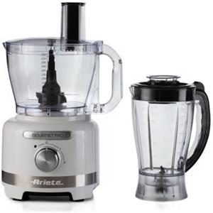 Ariete 1782 Gourmet Pro Moderna, Robot da cucina, Tritatutto 3L, Frullatore 2L, 2 velocità + Pulse, Set di lame + Disco in acciaio inox, Accessorio spremiagrumi, Bianco