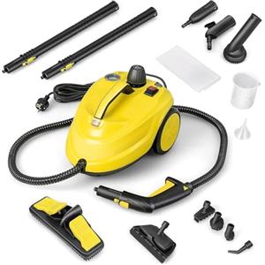 FANTASK Pulitore a vapore da 2000 W con 13 accessori, pressione del vapore: max. 5 bar, temperatura: fino a 160 ℃, capacità di superficie: 108 m², serbatoio: 1,8 l, giallo