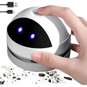 SPORWAY Mini Aspirapolvere da Tavolo: Portatili Aspirabriciole da Tavolo, Robot Aspirapolvere da Tavolo, USB Ricaricabile Mini Aspirapolvere da Scrivania per Casa, Scuola, Ufficio, Tastiera (Bianco-2)