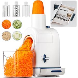 AAOBOSI Tagliaverdure elettrico professionale, Aobosi Tritatutto elettrico,con ampio scivolo per carota intera, patata, 3 lame e motore silenzioso, scatola di stoccaggio-Aggiornamento