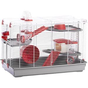 Pet's Market - Gabbia Spinky per Criceto Cavia Roditori Piccoli accessoriata con Tunnel Beverino Ruota Casetta e Scale 58x32x46 cm