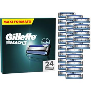 Gillette Mach3 - 24 Lamette di Ricambio con Striscia Lubrificante e Rivestimento Anti-Stress
