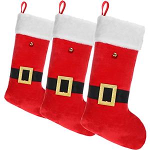com-four® 3X Calze di Babbo Natale Premium XL da riempire - Calze Befana da Appendere - Accessori di Babbo Natale - Decorazione Natalizia