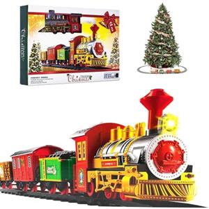 Niumowa Trenino Elettrico per Bambini,Trenino Natalizio ，Luci e Suoni, Giocattolo con Binari Ferroviario, Set Pista Treno Elettrico, Regalo Natale Compleanno Educativo per Bambini