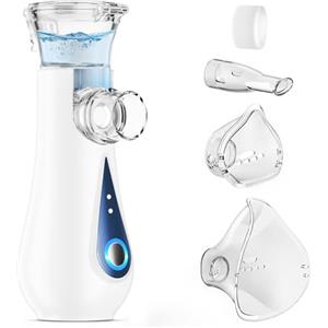 GIBOHOM Aerosol Portatile Silenzioso, Ultrasuoni Macchina Aerosol Adulti e Bambini, Ricarica USB-C Apparecchio Aerosol, Nebulizzatore Aerosol con 2 Maschere e Boccaglio, per Uso Domestico e in Viaggio, Blu