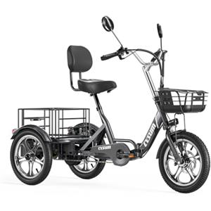 Antgooat Triciclo Elettrico Da Carico, Veicolo Elettrico a Tre Ruote Bicicletta Elettrica, Bici Elettrica per Il Trasporto Merci, Ruota Integrata Da 16*2,3, Li-Batteria 48V 22Ah, Resistenza 120-150km