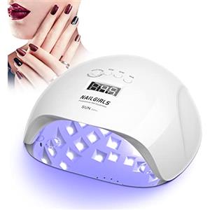 NAILGIRLS Lampade UV Per Unghie,NAILGIRLS 150W Portatile Lampada per Unghie Asciuga Smalto Fornetto Unghie per Manicure Pedicure,Sensore Di Avvio Automatico Lampada Unghie LED UV,4 Modalità Timer,Display LCD