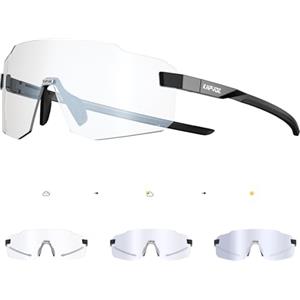 KAPVOE Occhiali da Ciclismo Fotocromatici uomo donna Occhiali Sportivi con Protezione UV per Guida Corsa in Montagna e MTB Design Senza Montatura K341