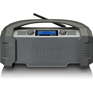 Lenco ODR-159 Radio da cantiere Dab+ - Bluetooth 5.0, ricevitore FM IP54, impermeabile - 15 W - Batteria RMS - con caricatore - AUX-in - USB - 5000 mAh - Grigio